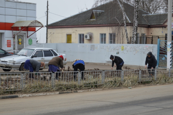 Приступили к весенней уборке.